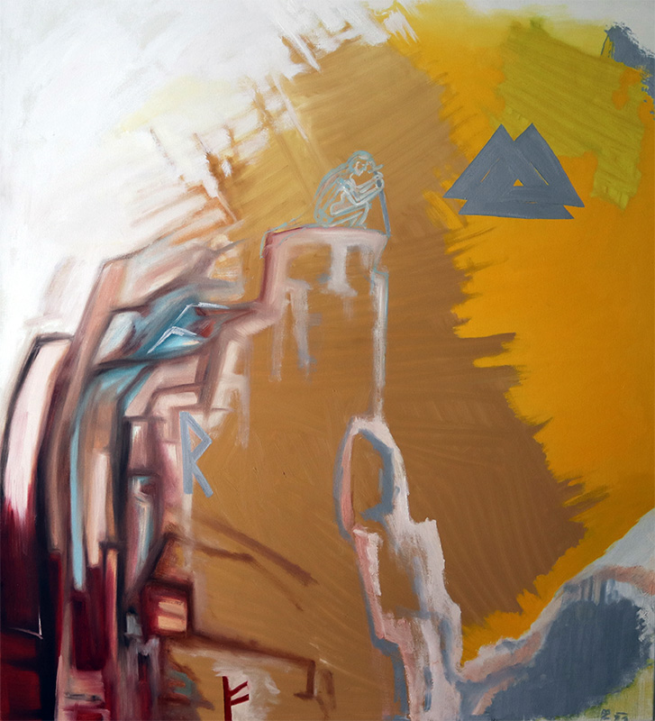 Bojovnice (110 x 100 cm, olej na plátně)